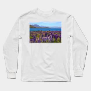 Lake Tekapo and wild flowering lupins Long Sleeve T-Shirt